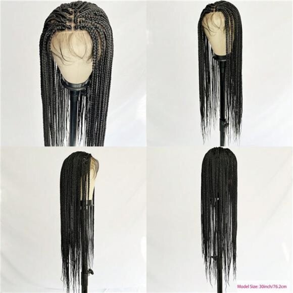 32" Full Double Lace Front Braid Wig - Hand Crochet Braided Wig, Knotless - Picture 7 of 12